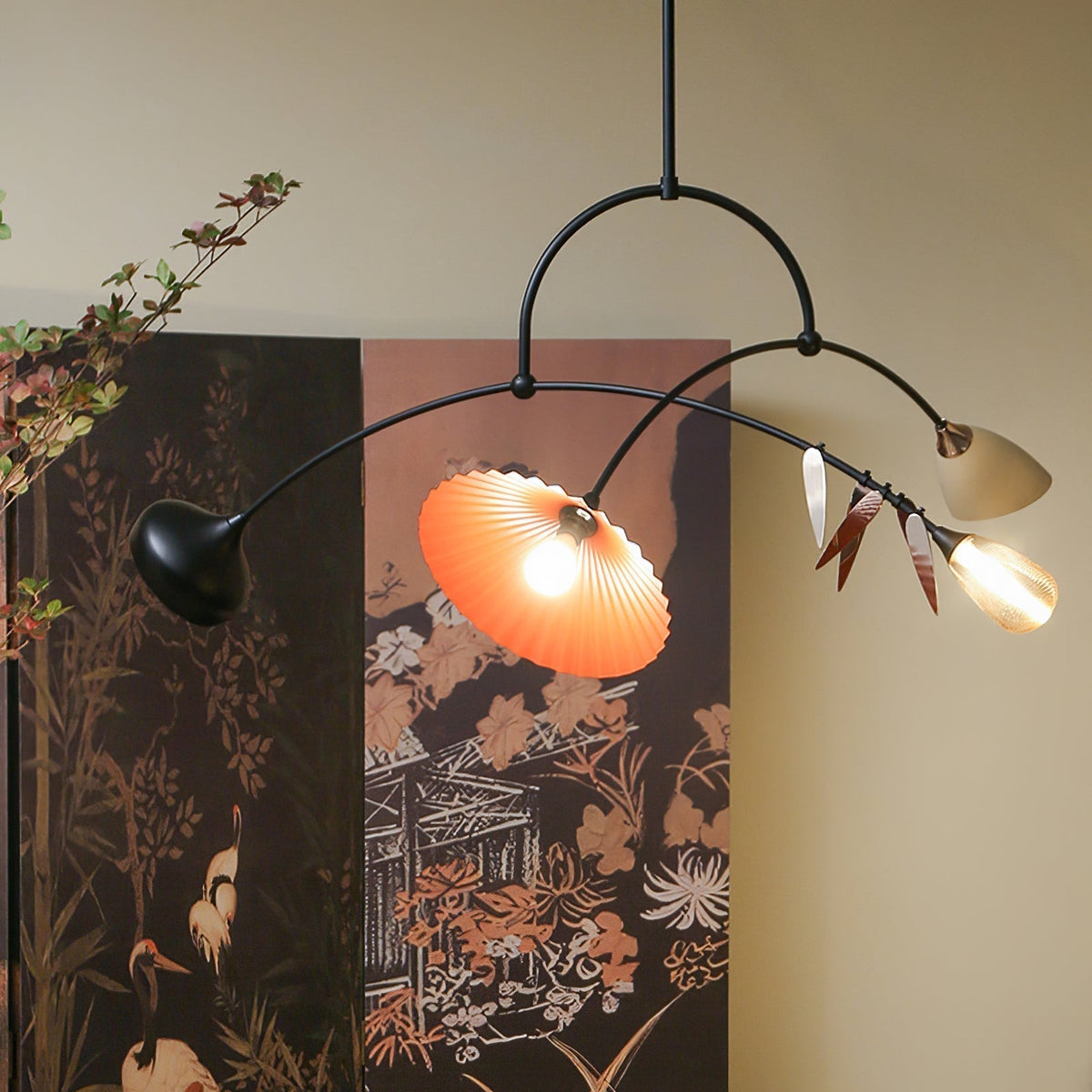 FloraCurv hanglamp met glas in oranje