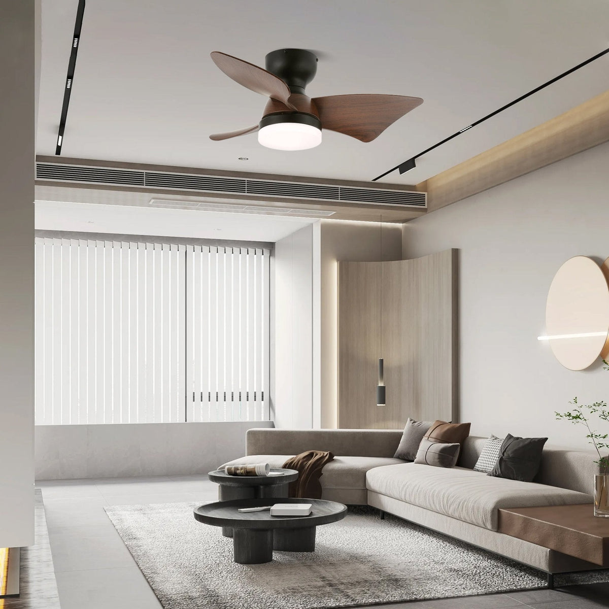 Mirella Silver hout plafondventilator met verlichting