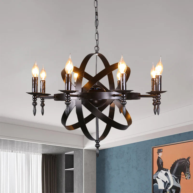 Silva Retro Kaars LED Kroonluchters Metaal/Glas Zwart Eetkamer