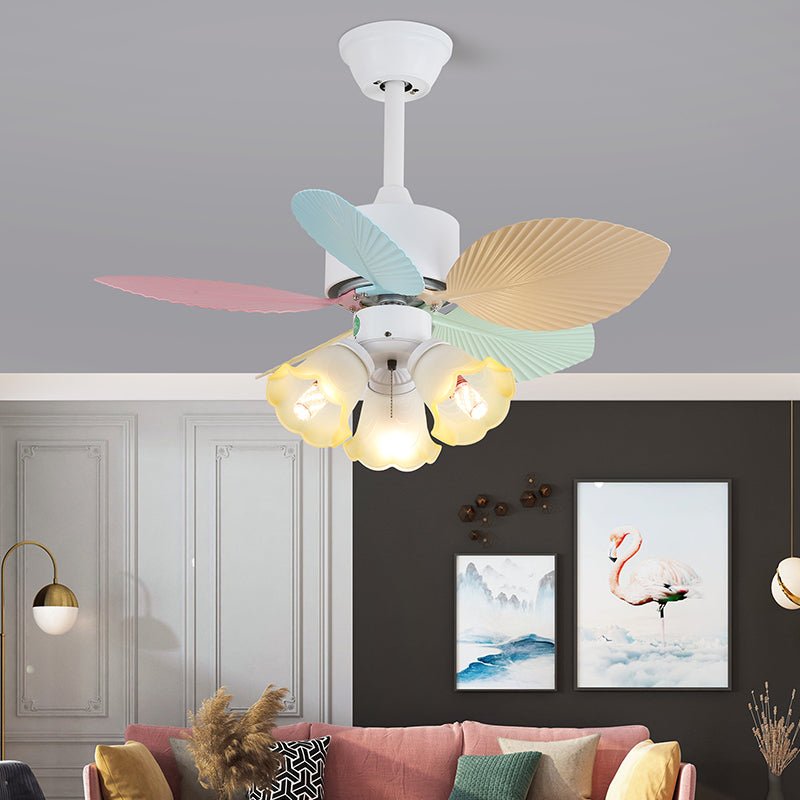Celoia kleurrijke plafondventilator met verlichting van glas