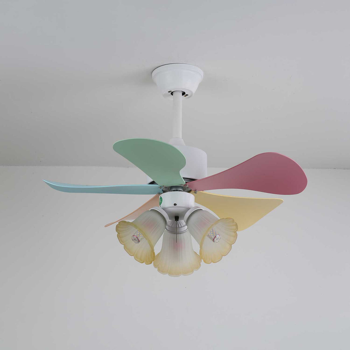 Celoia kleurrijke plafondventilator met verlichting van glas