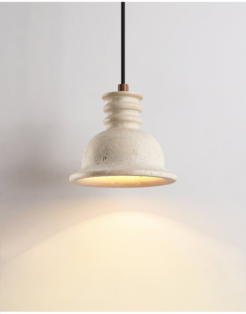 Tavuenne hanglamp van geel travertin