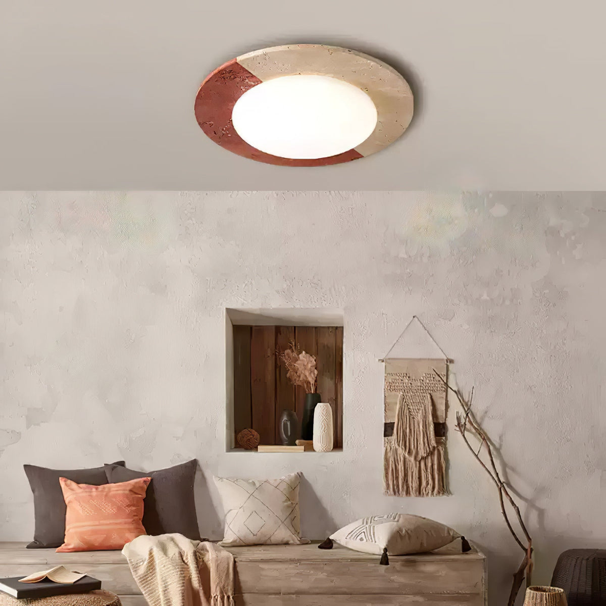 Zeraeos travertin plafondlamp