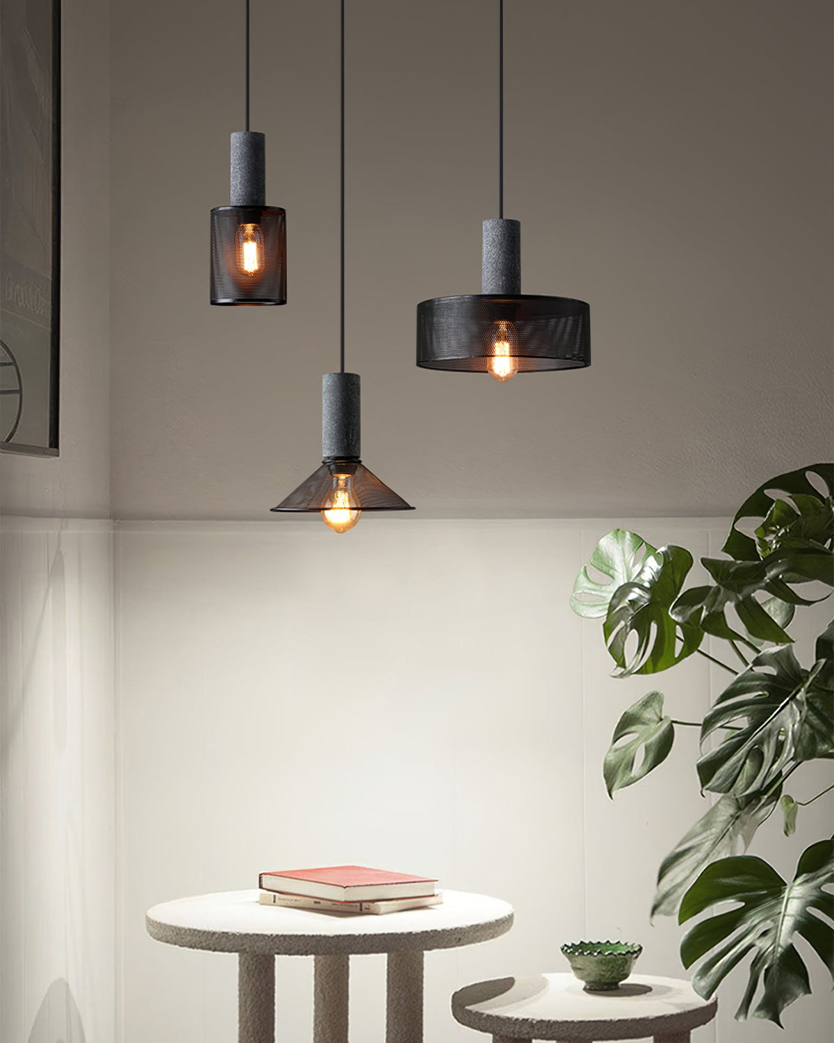 Lumeraine hanglamp van cement met mesh