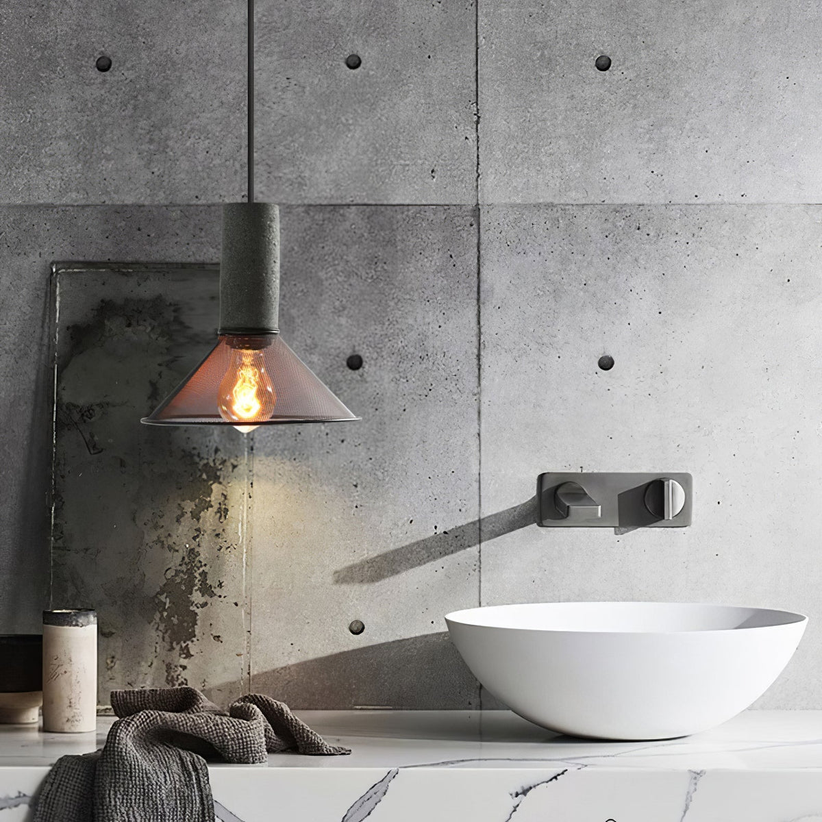 Lumeraine hanglamp van cement met mesh