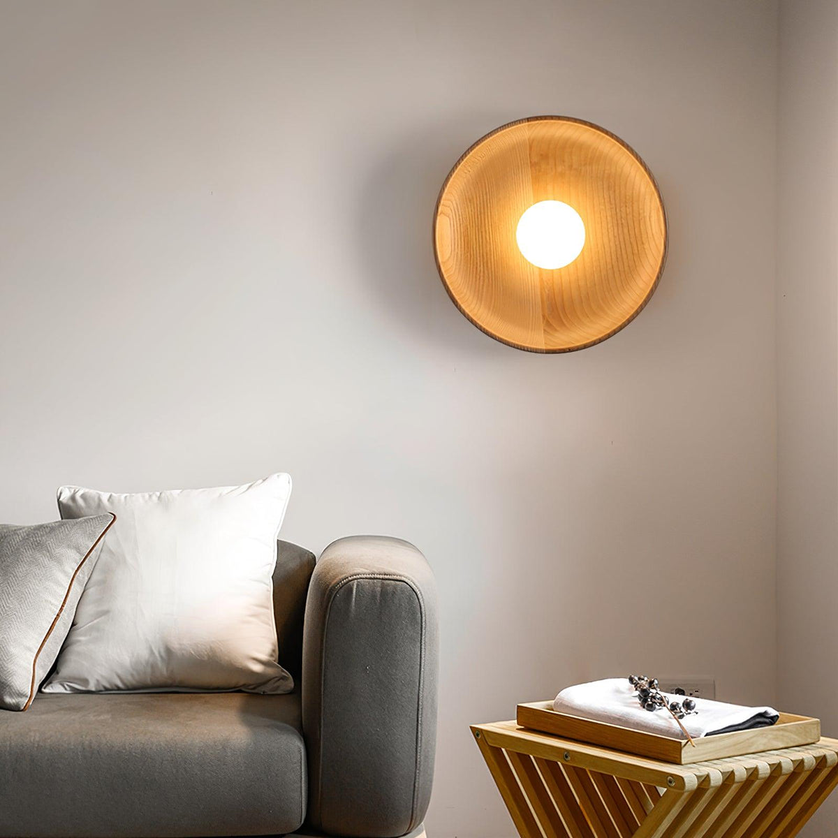 Sirixa moderne minimalistische wandlamp van glas en hout