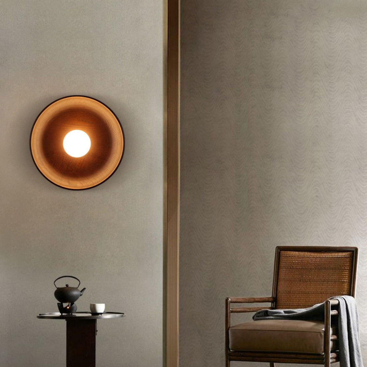 Sirixa moderne minimalistische wandlamp van glas en hout
