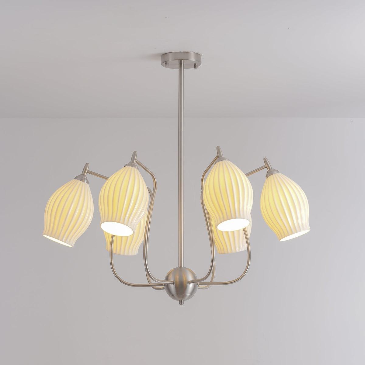 Pravin Kroonluchter keramiek Ribbed Sculptural glas Elegant