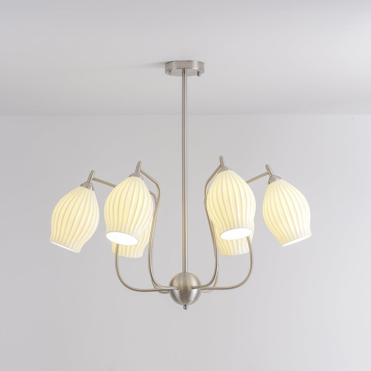 Pravin Kroonluchter keramiek Ribbed Sculptural glas Elegant