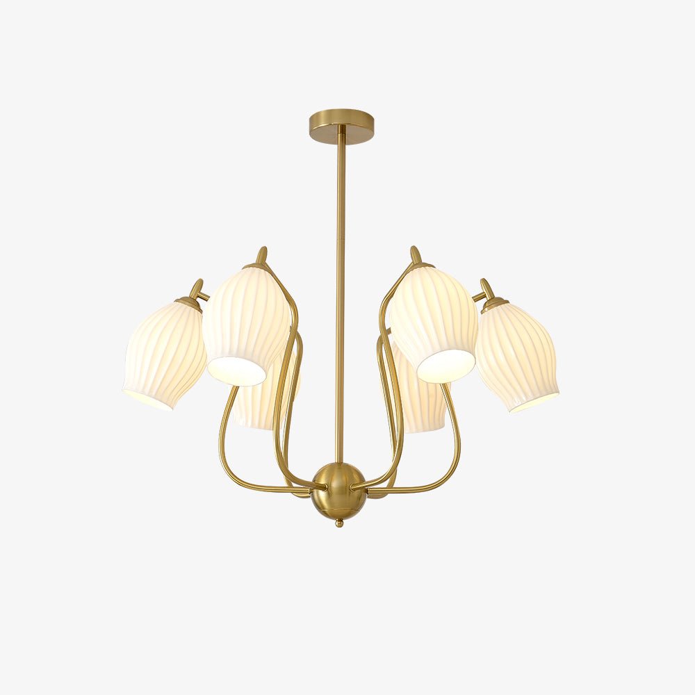 Pravin Kroonluchter keramiek Ribbed Sculptural glas Elegant