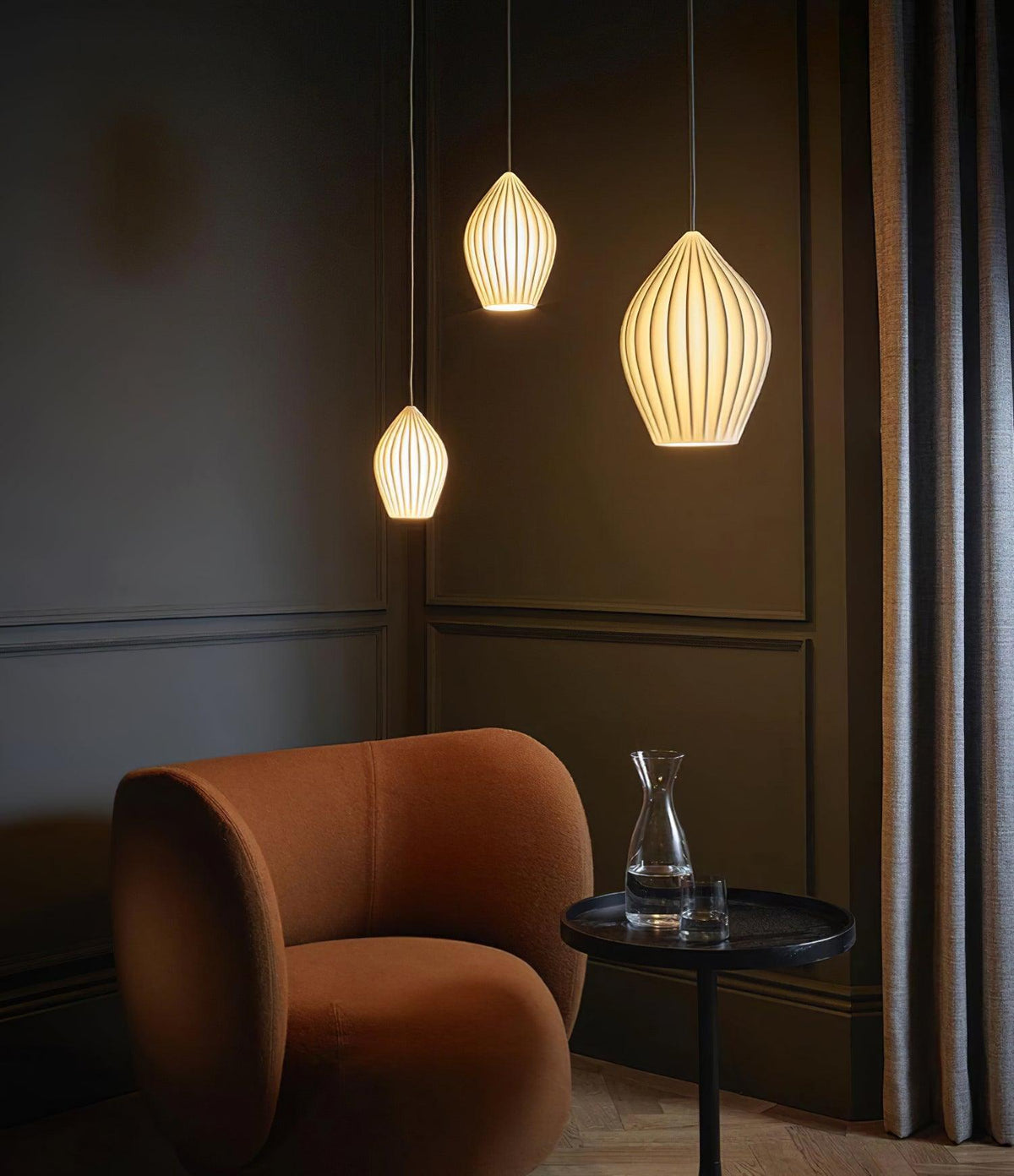 Virove hanglamp keramisch ribstructuur elegant
