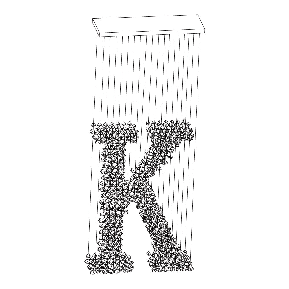 Seliian Koolsteen sculpturale kroonluchter met letters G tot L
