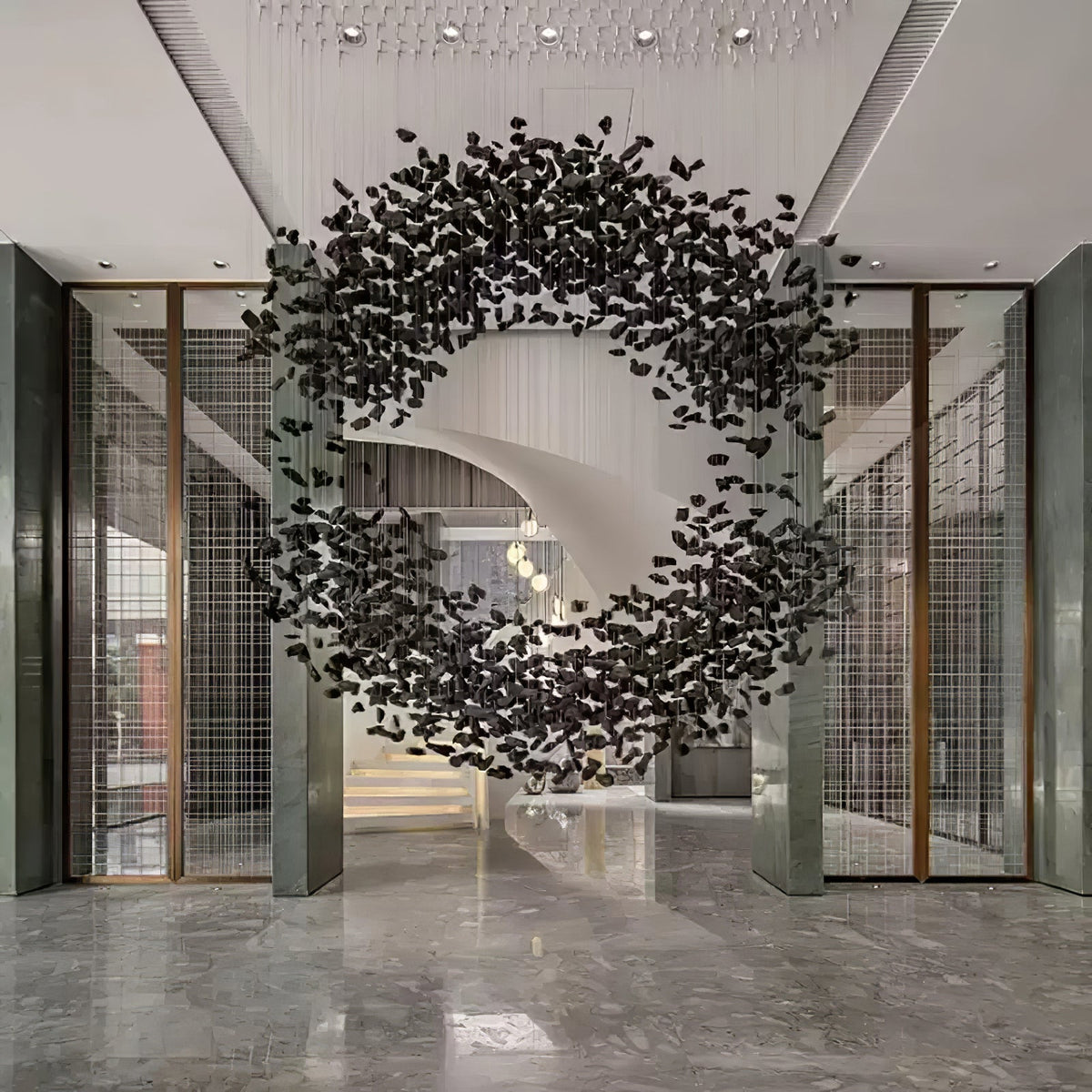 Arsilus Charcoal Stone Sculptural kroonluchter Orbicular