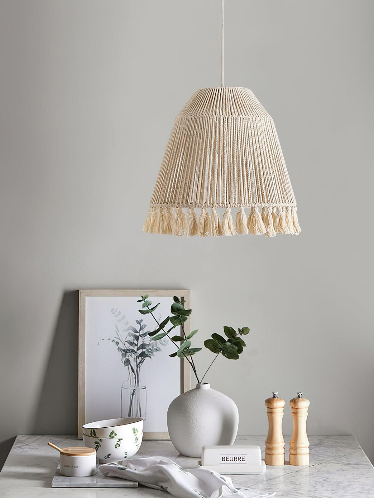 Hlugan traditionele hanglamp met touw en bloemblaadjes