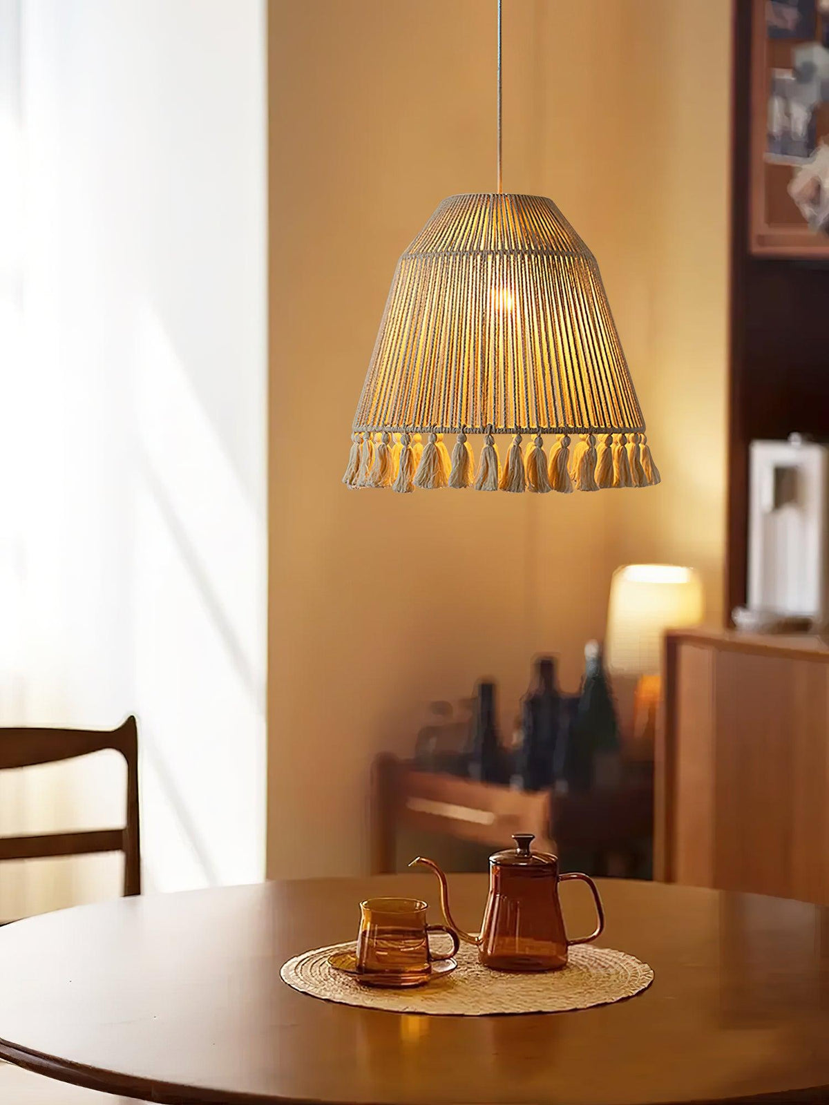 Hlugan traditionele hanglamp met touw en bloemblaadjes
