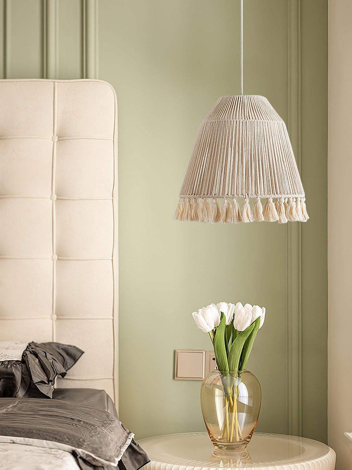 Hlugan traditionele hanglamp met touw en bloemblaadjes
