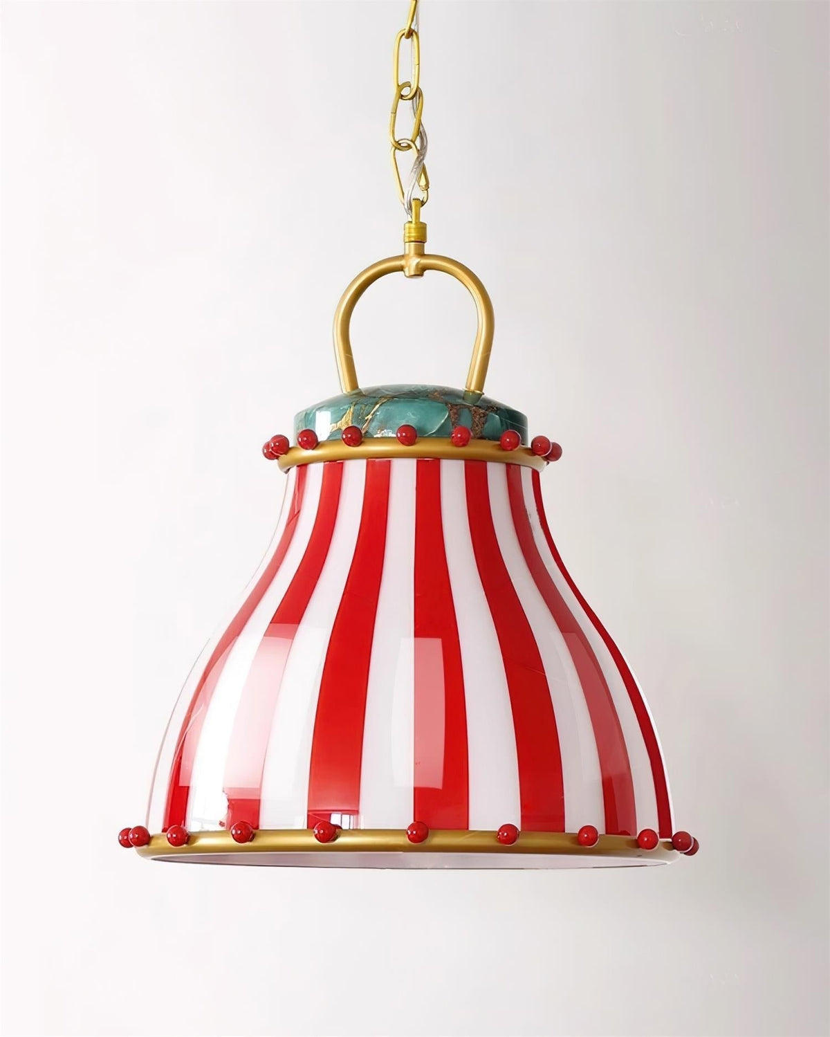Red en witte strepen glazen hanglamp