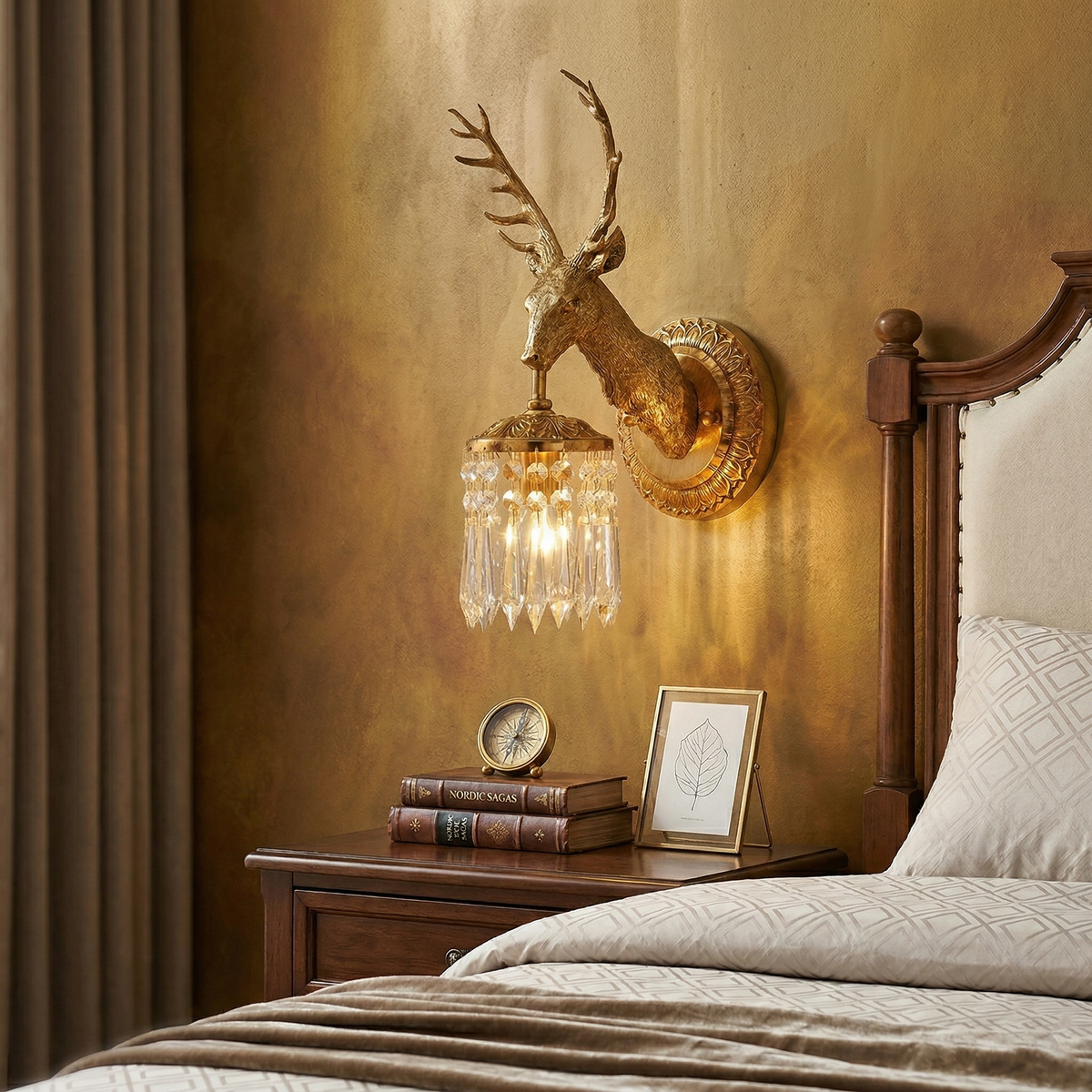 Antler kristallen wandlamp