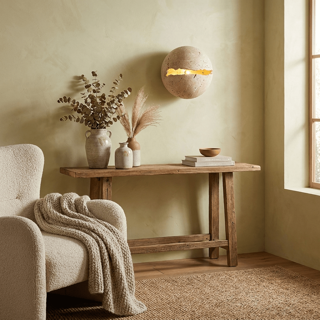 Caelora travertin bollen wandlamp