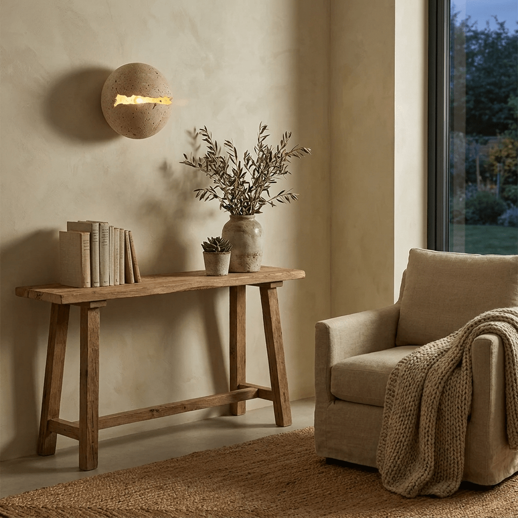 Caelora travertin bollen wandlamp
