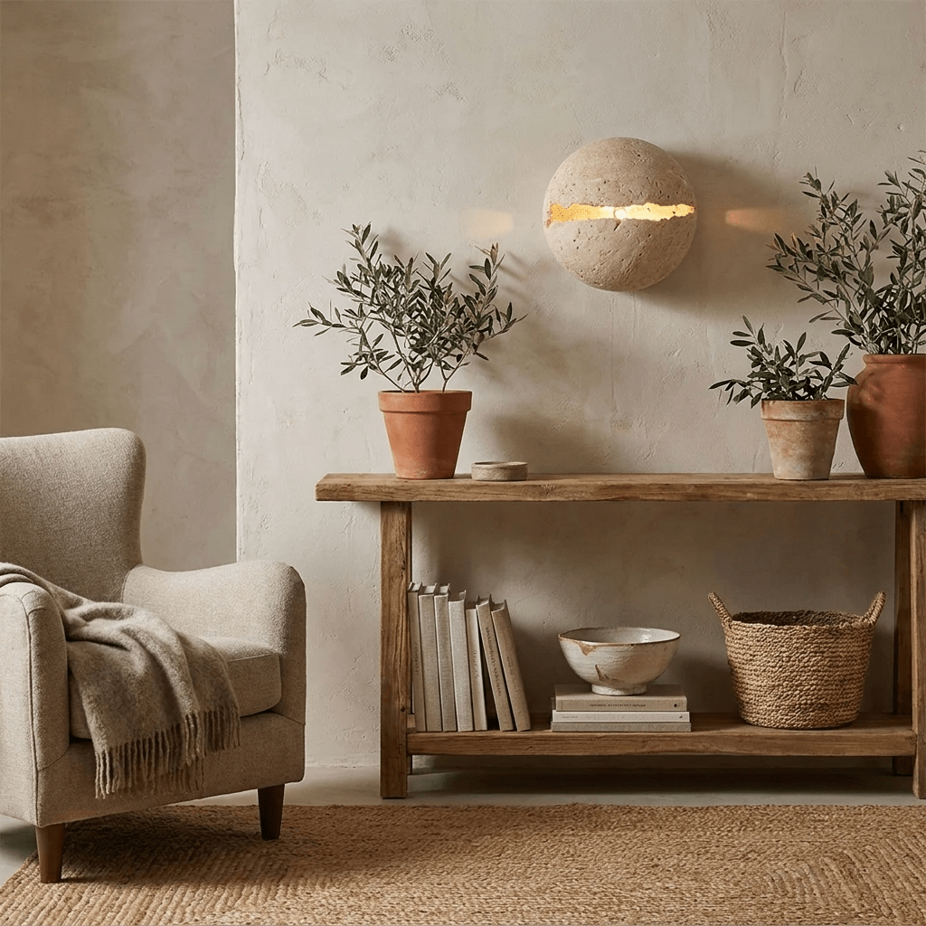 Caelora travertin bollen wandlamp