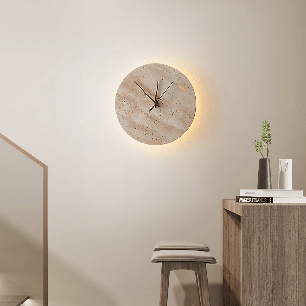 Nororielle minimalistische wandlamp van geel travertin