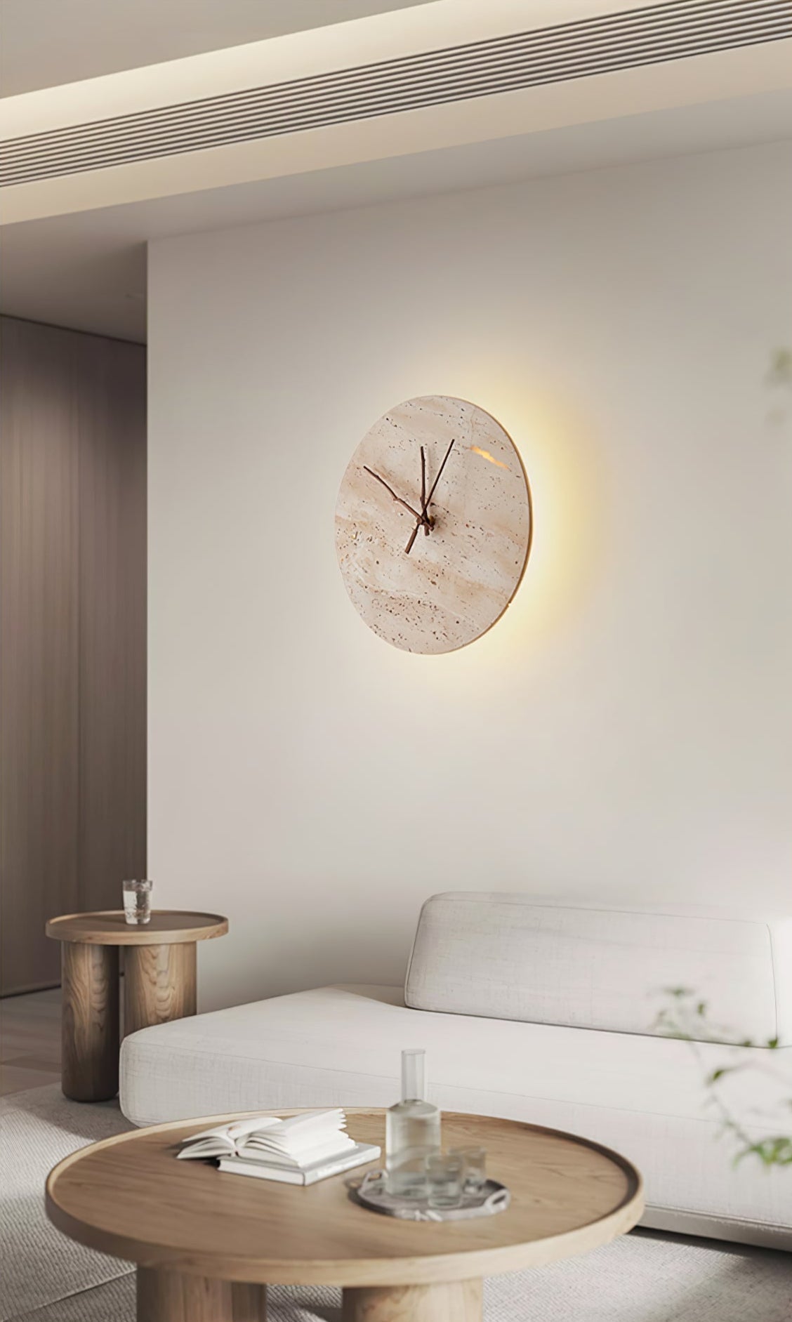 Nororielle minimalistische wandlamp van geel travertin