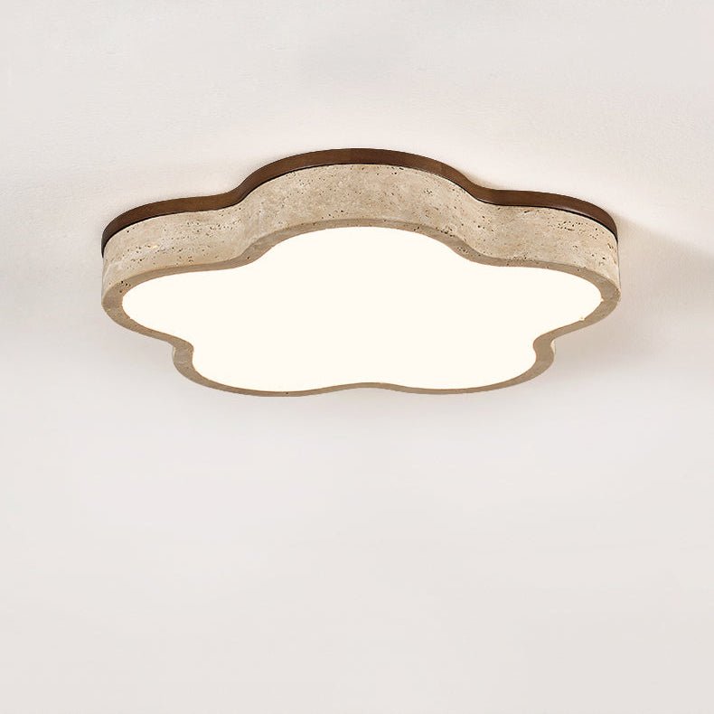 Yuki Marshmallow Vijfbladige Cloudline Geel travertin plafondlamp met bloemblaadjes