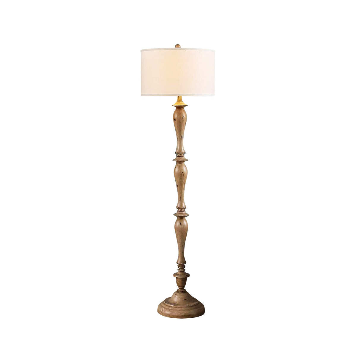 Coastal houten vloerlamp met stoffen kap