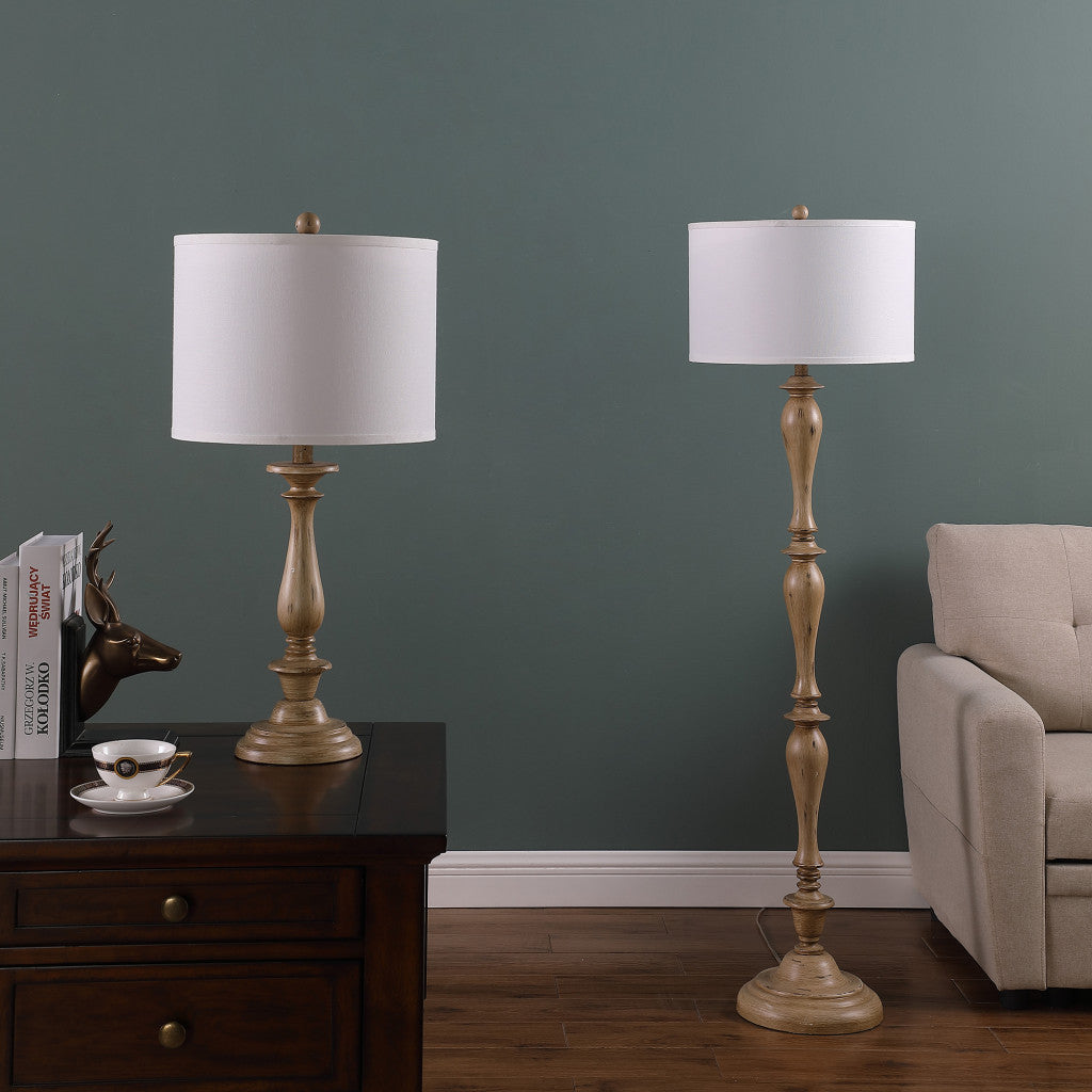 Coastal houten vloerlamp met stoffen kap