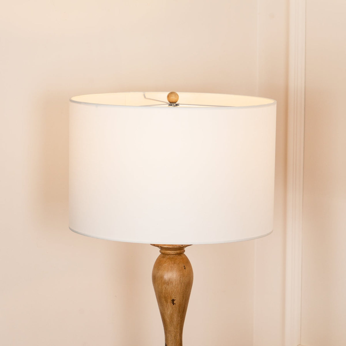 Coastal houten vloerlamp met stoffen kap