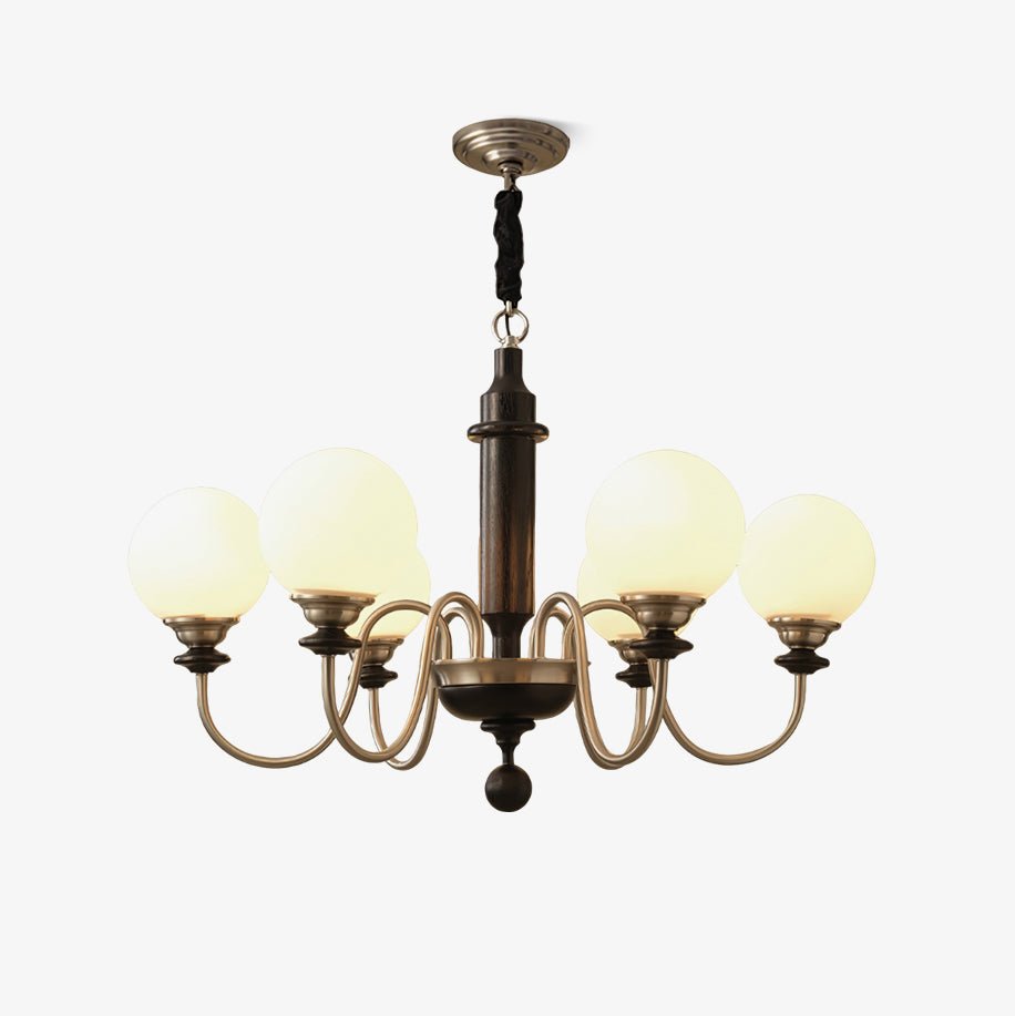 Celoira Vintage messing kroonluchter met matglas bolvormige kapjes