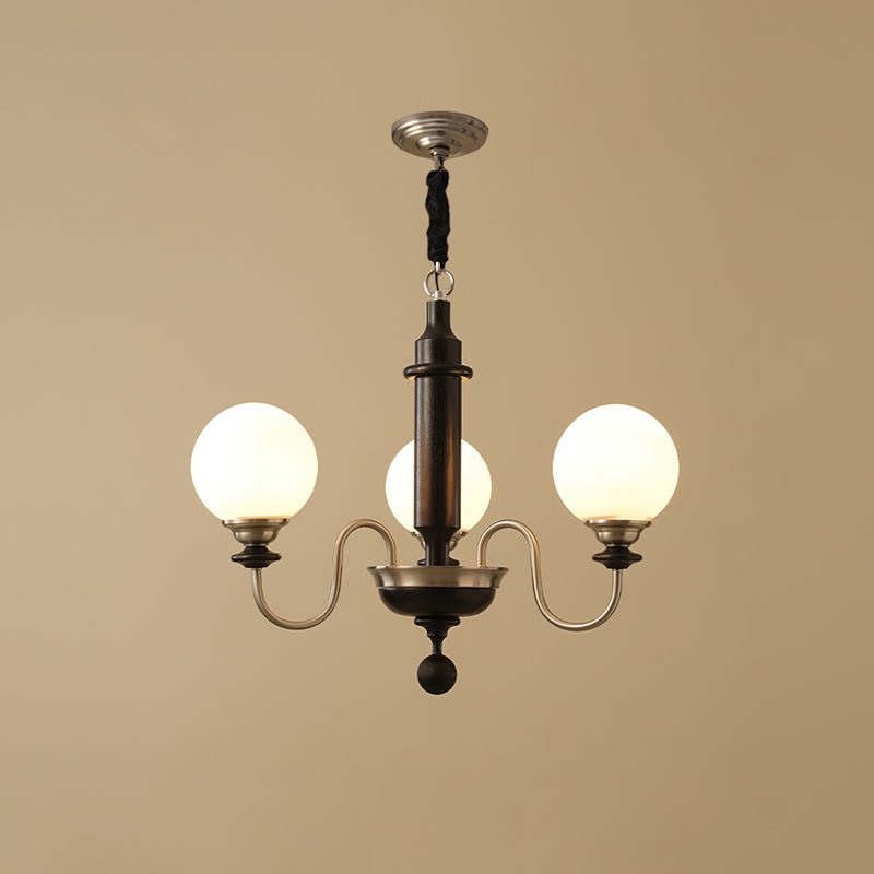 Celoira Vintage messing kroonluchter met matglas bolvormige kapjes