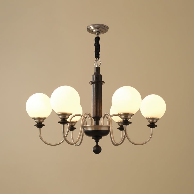 Celoira Vintage messing kroonluchter met matglas bolvormige kapjes