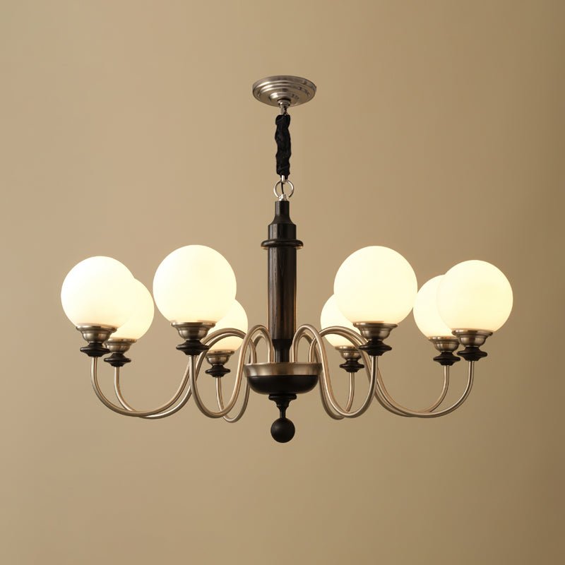 Celoira Vintage messing kroonluchter met matglas bolvormige kapjes