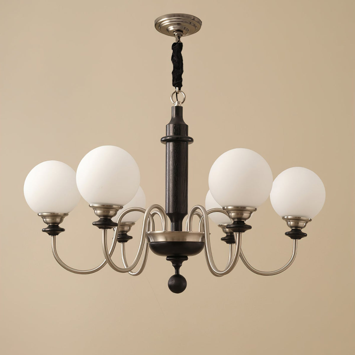 Celoira Vintage messing kroonluchter met matglas bolvormige kapjes