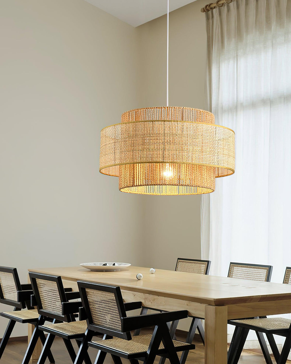 Crigen Concentrische hanglamp van rotan