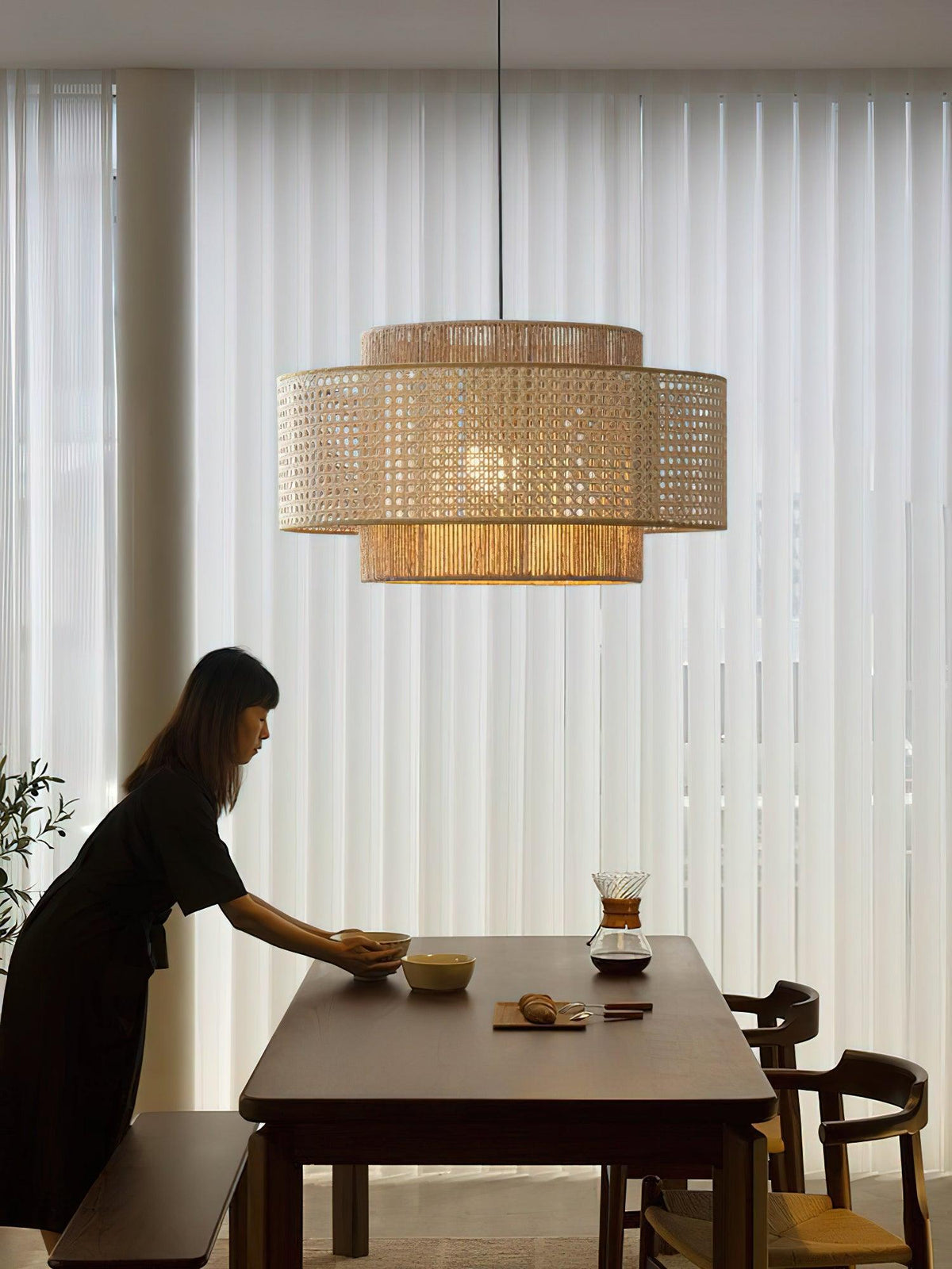 Crigen Concentrische hanglamp van rotan
