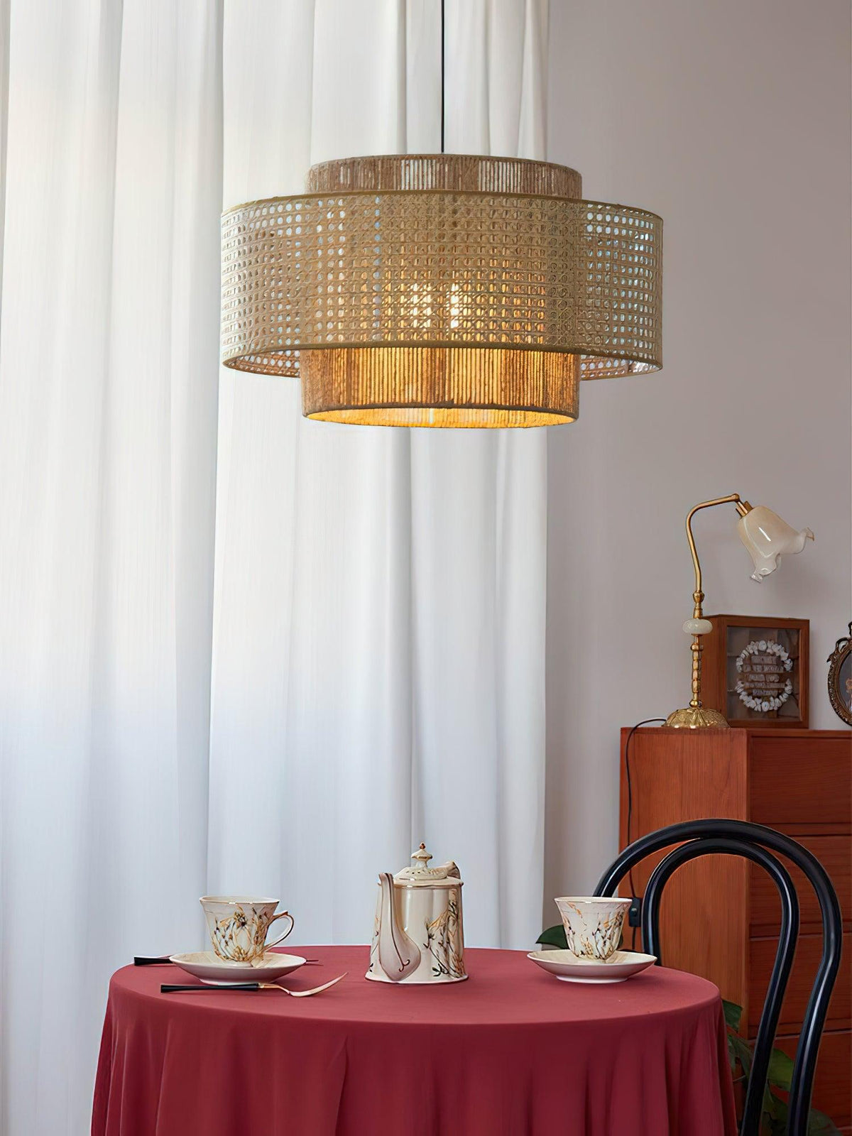 Crigen Concentrische hanglamp van rotan