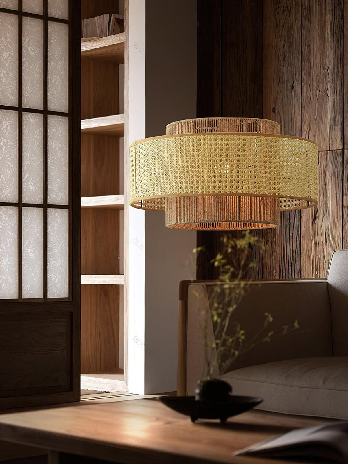 Crigen Concentrische hanglamp van rotan