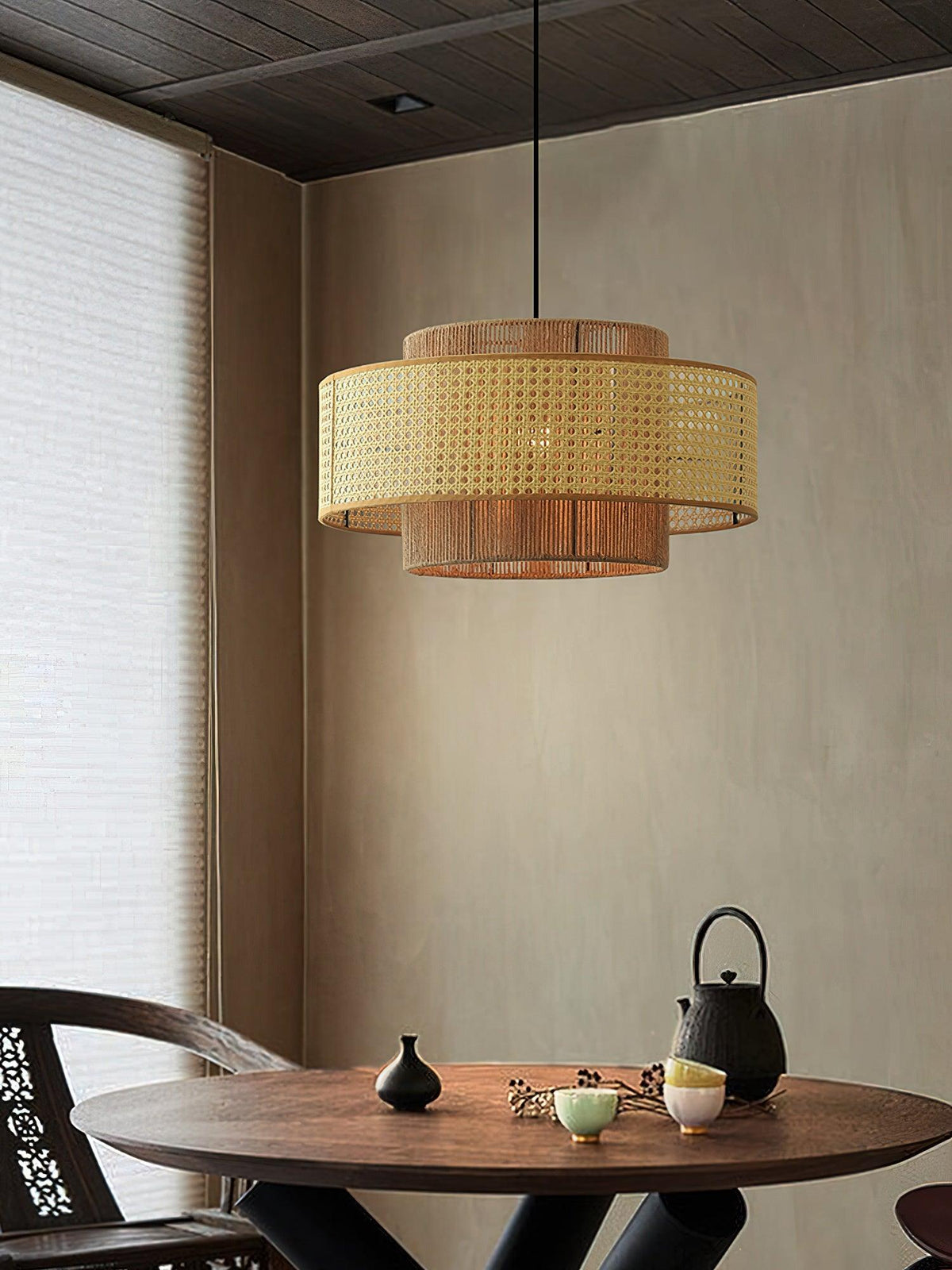 Crigen Concentrische hanglamp van rotan