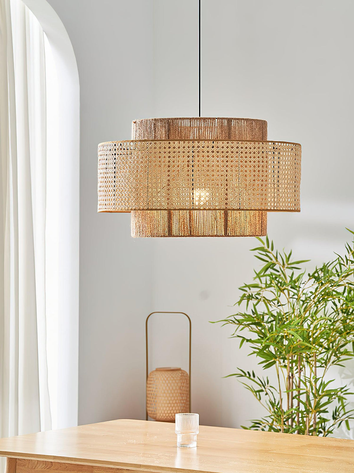 Crigen Concentrische hanglamp van rotan