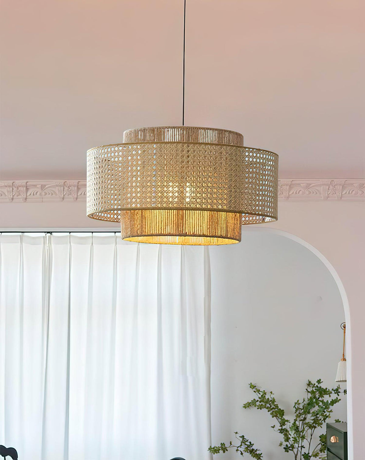 Crigen Concentrische hanglamp van rotan