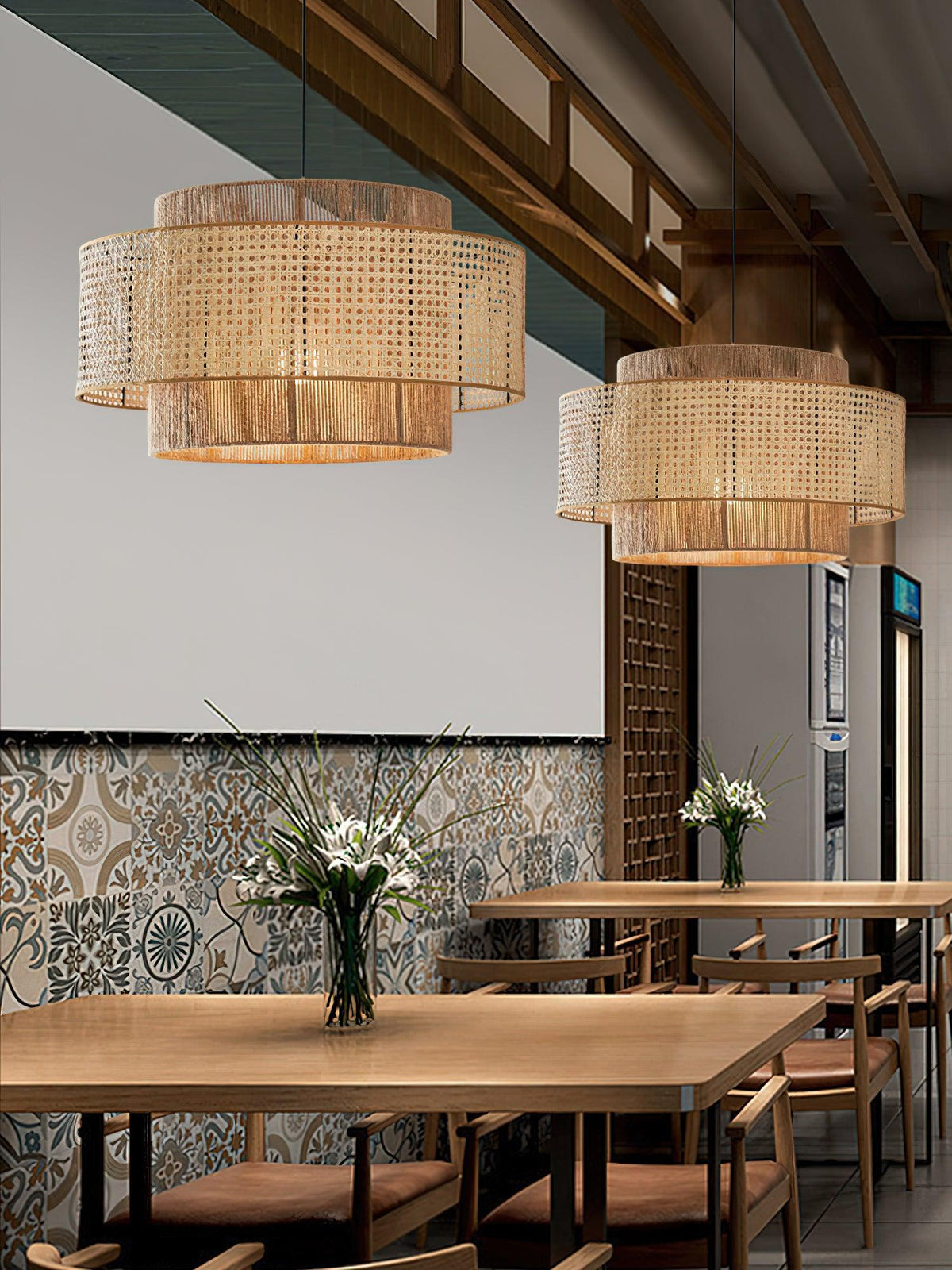 Crigen Concentrische hanglamp van rotan