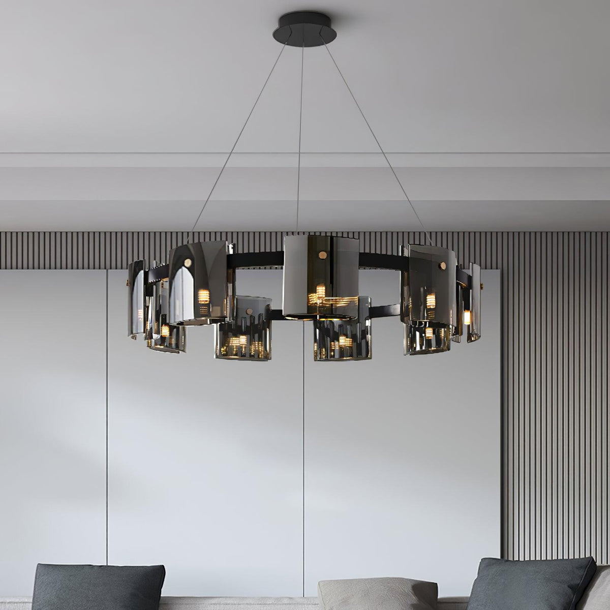 Tarlan Kroonluchter Cirkelvormig glas IJzeren Armen