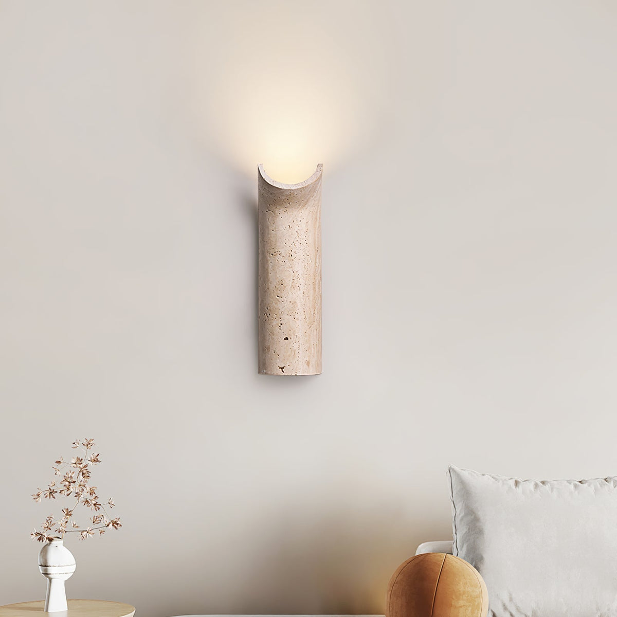 Lycoris wandlamp met geel travertin