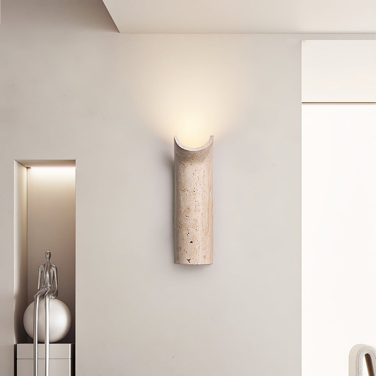Lycoris wandlamp met geel travertin