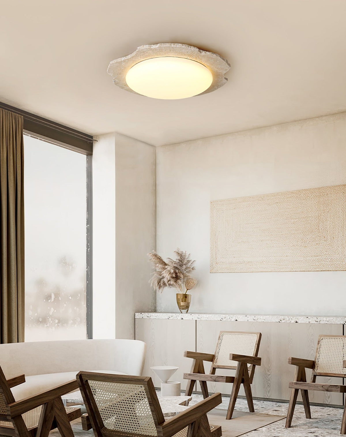 Nimbe Halo plafondlamp in geel travertin