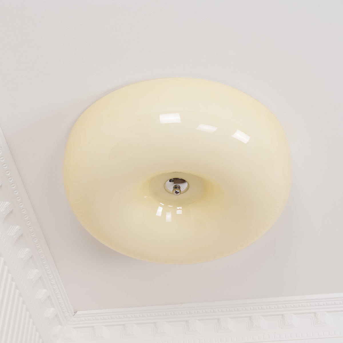 Velisiel kroonluchter van glas Cream Pudding met mondblaasglas