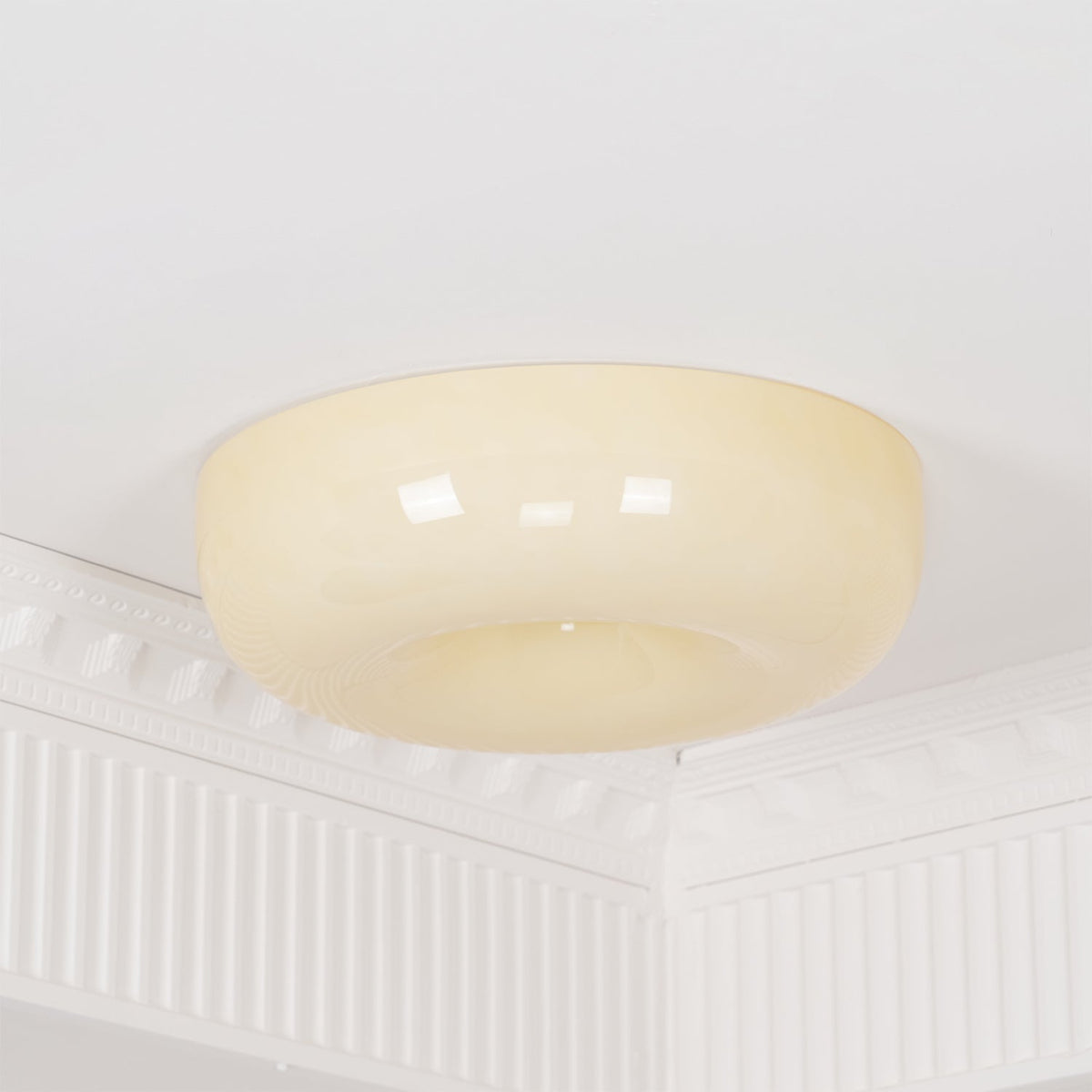 Velisiel kroonluchter van glas Cream Pudding met mondblaasglas